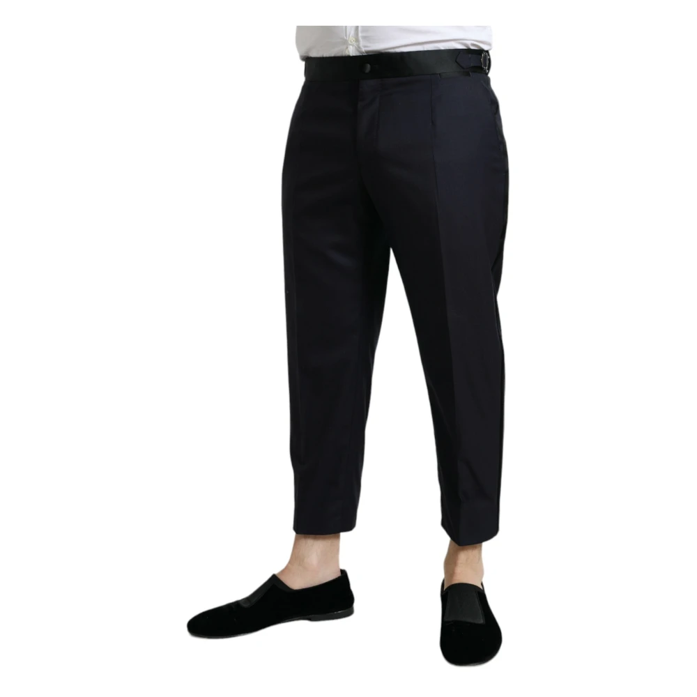 Dolce & Gabbana Elegante Geknipte Jurkbroek in Wol-Zijde Mix Blue Heren