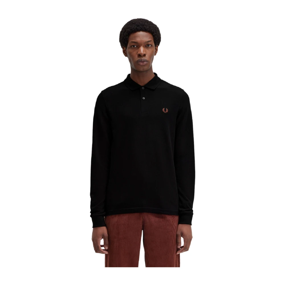 Fred Perry Zwarte Polo met Lange Mouwen van Katoen Black Heren