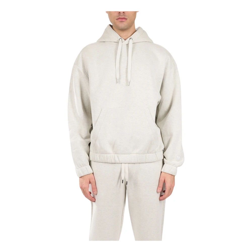 Hugo Boss Katoenen hoodie met logo borduurwerk Gray Heren
