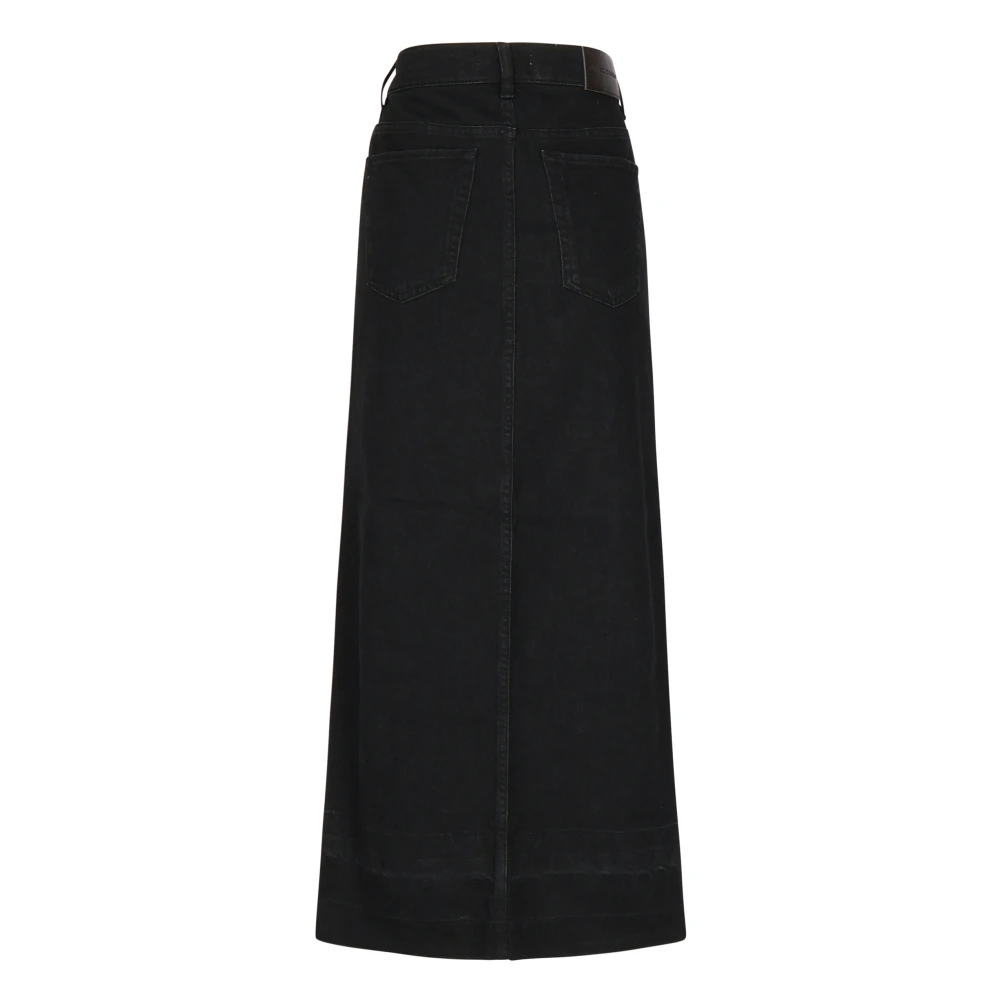 pinko Zwarte Lange Rechte Rok met Split Black Dames