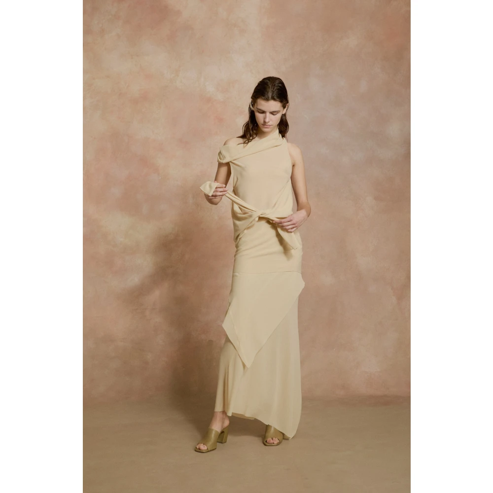 Cortana Dora lange beige zijden georgette rok Beige Dames