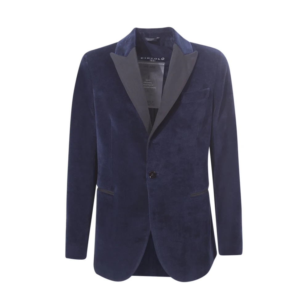 Circolo 1901 Blauwe Peak Revers Jas Italiaans Gemaakt Blue Heren