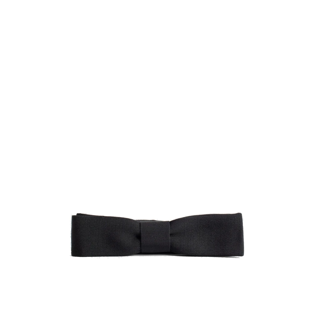 Saint Laurent Zwarte Geribbelde Wollen Stropdas Black Heren