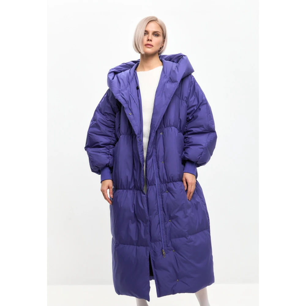 Cesare Gaspari Oversized Puffer Coat Violet Purple Dames