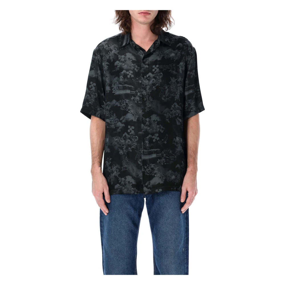 Off White Jacquard Bowling Shirt Black Heren