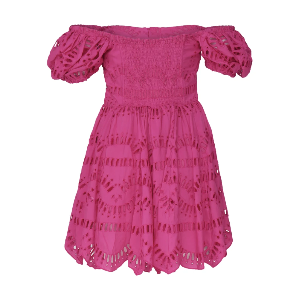 Charo Ruiz Ibiza Roze Mini Jurk met Pofmouwen Pink Dames