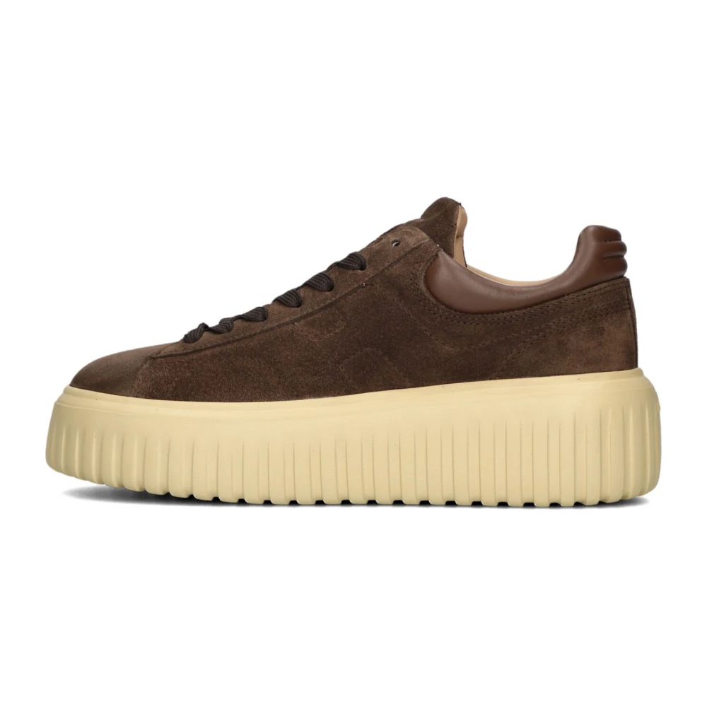 Hogan Women's Brown Suede Trainers With H-Stripes