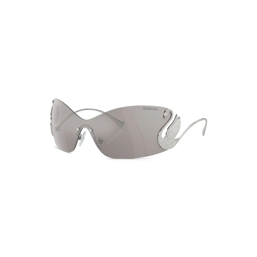 Swarovski Women's Silver/Grey Sk7020 40016G Woman Sunglasses Metal Geometric Mirrored Mirror - Image 3