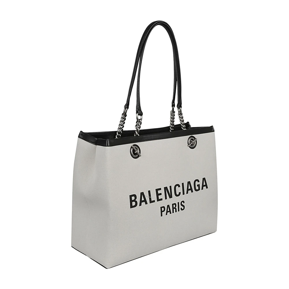 Balenciaga Beige Shopping Tote met Antiekzilveren Afwerking Beige Dames
