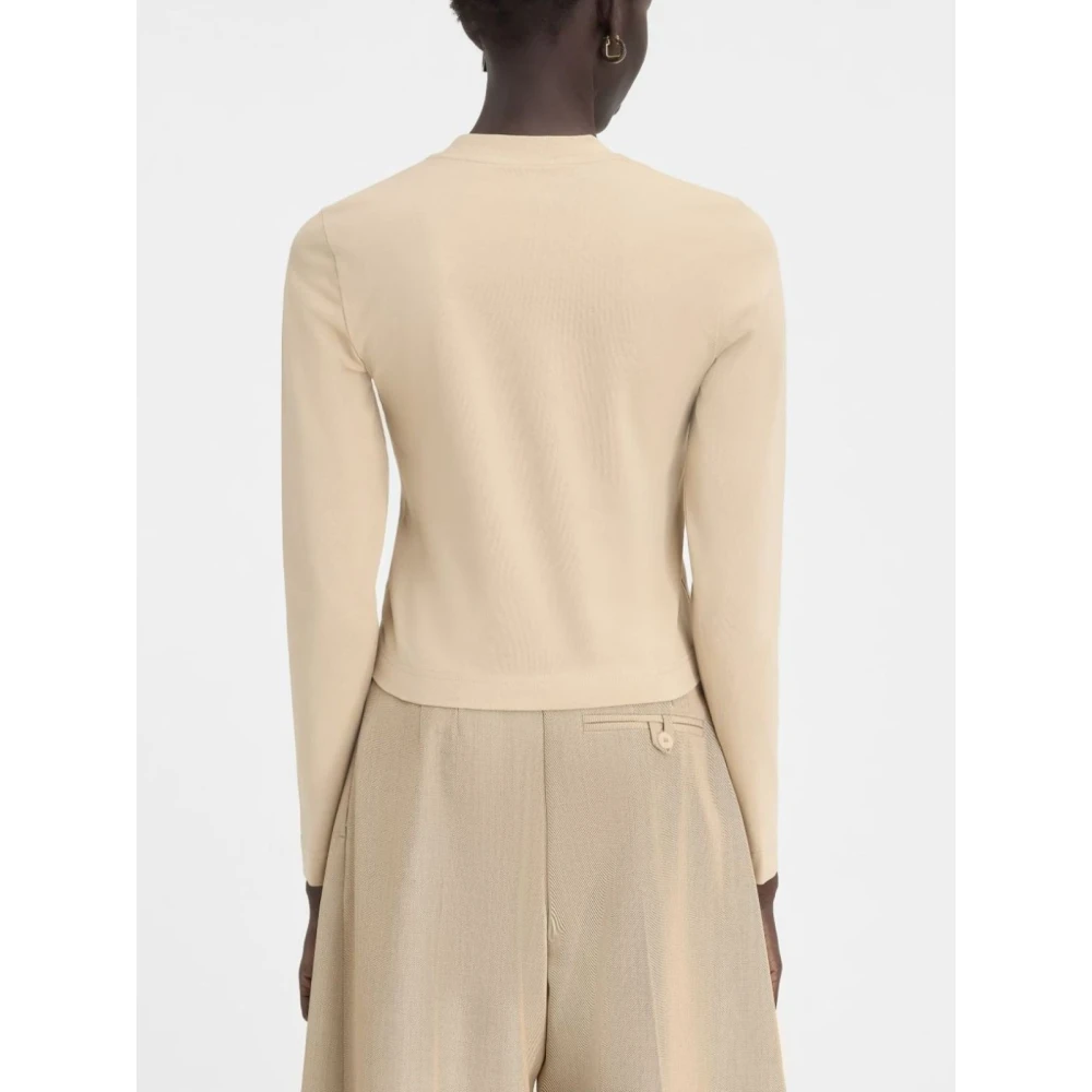 Jacquemus Lange Mouw Gros Grain T-Shirt Beige Dames