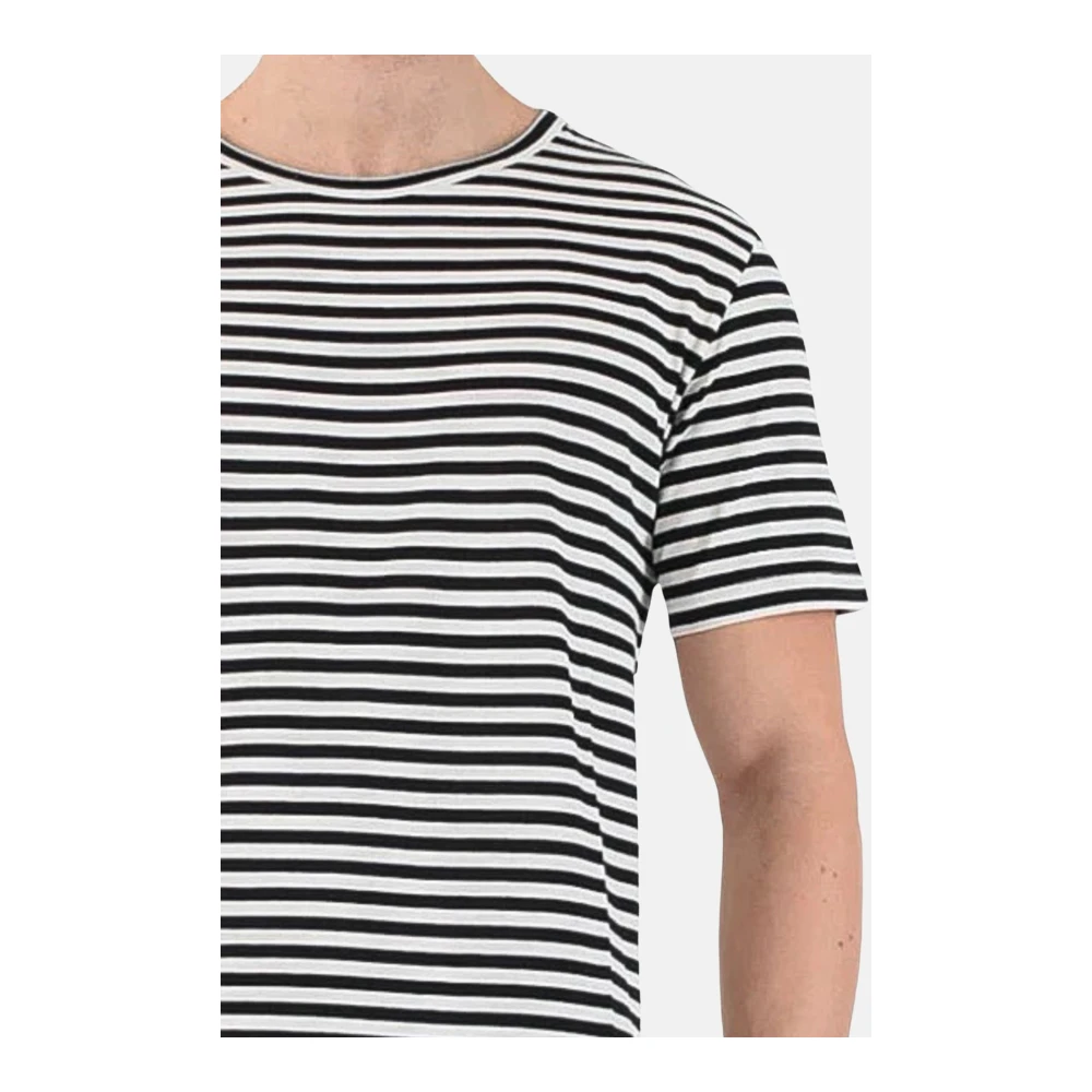 Mauro Grifoni Gestreept T-shirt met ronde hals en halve mouw White Heren