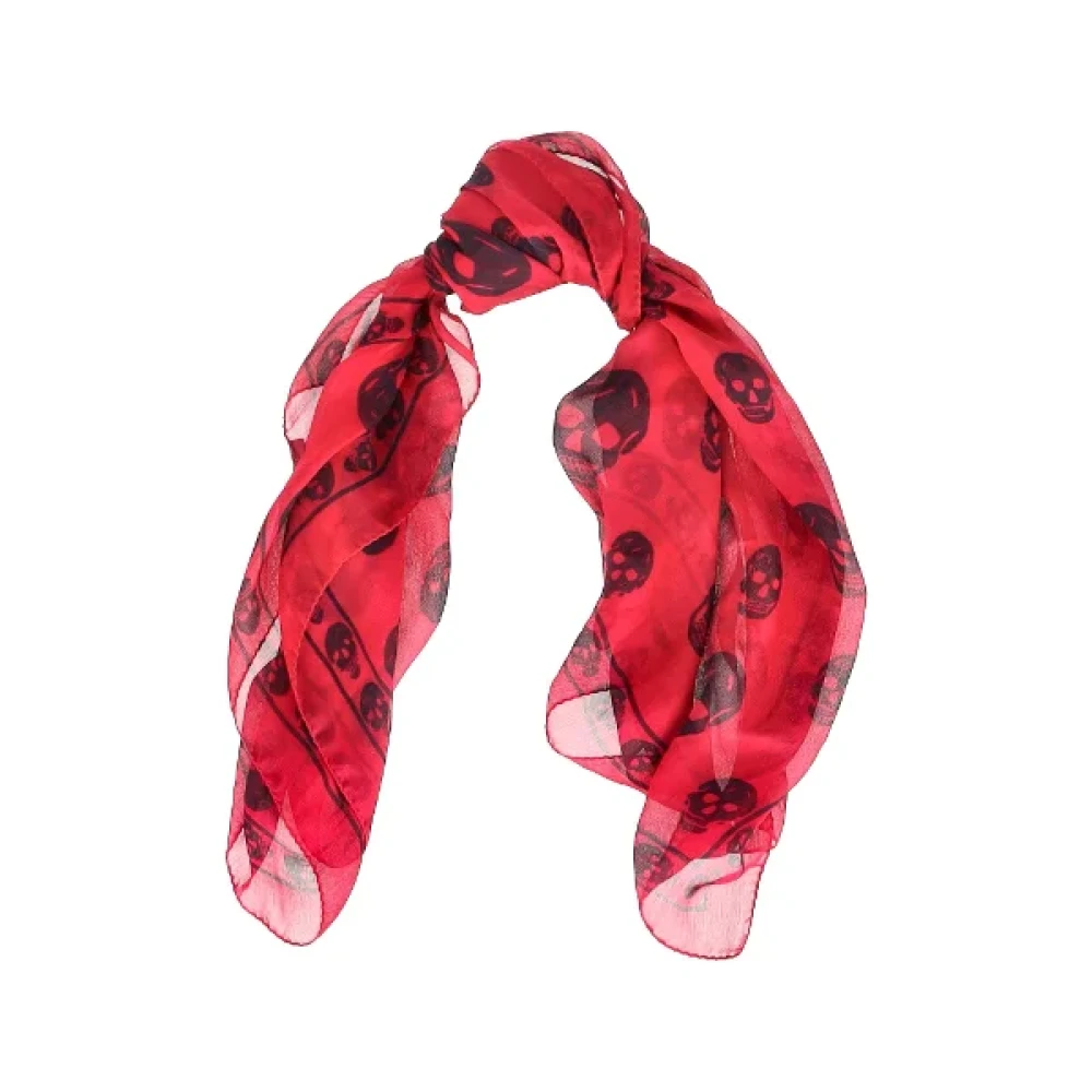 Alexander McQueen Pre-owned Silk scarves Red Dames