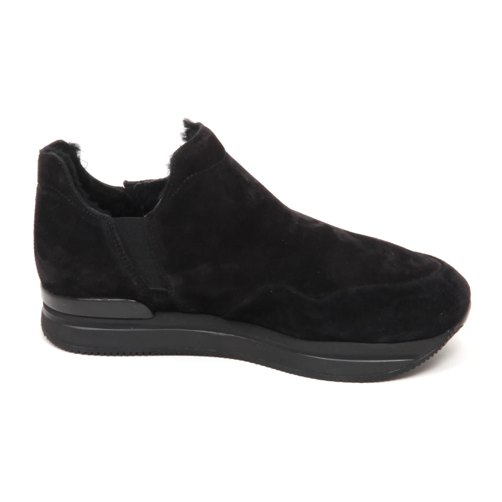Hogan Schoen met bontvoering- slip-on model- high top Dames Schoenen Zwart
