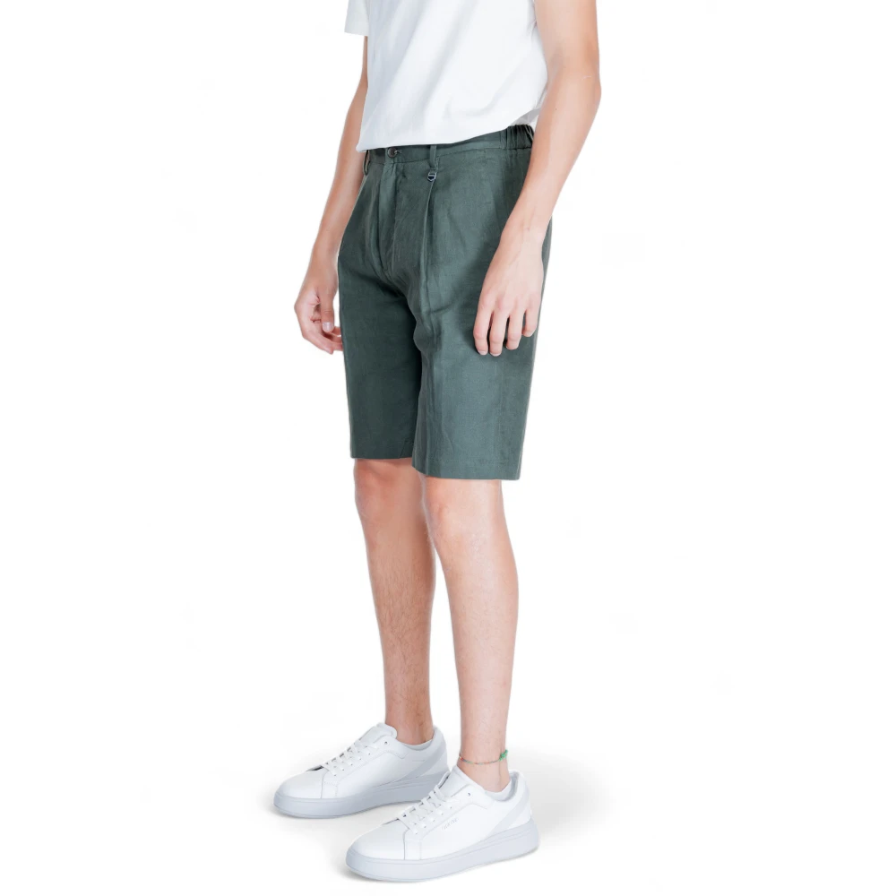 Antony Morato Groene Linnen-Blend Rits Shorts voor Mannen Green Heren