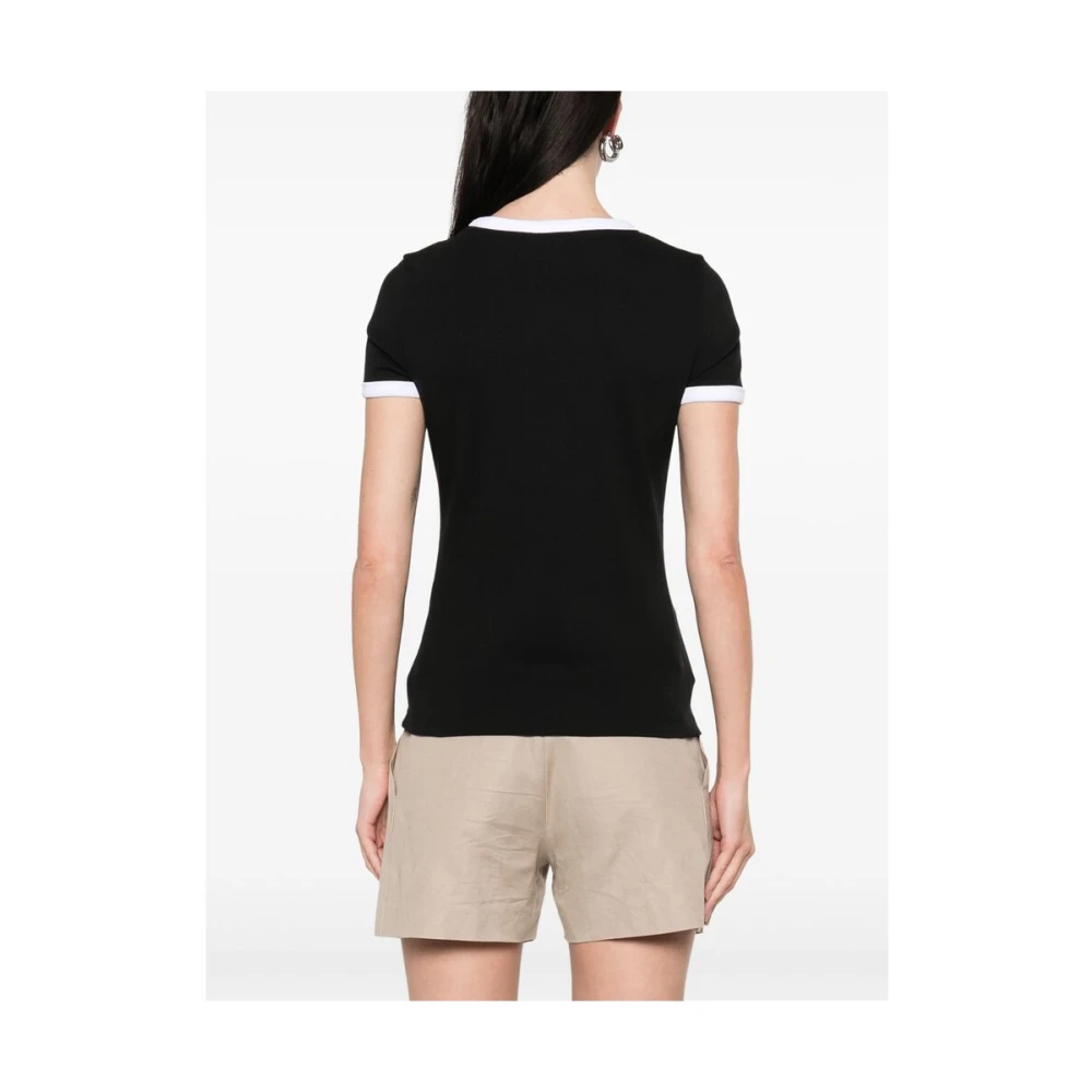 Kenzo Zwarte Geribbelde Boorden T-shirt Black Dames