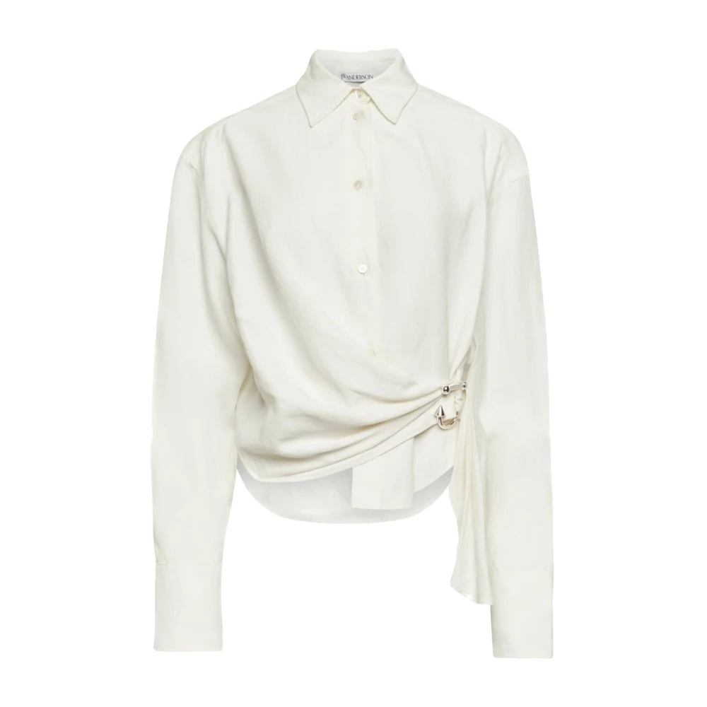 JW Anderson Asymmetrische Ivoorblouse met Gedraaide Details Beige Dames