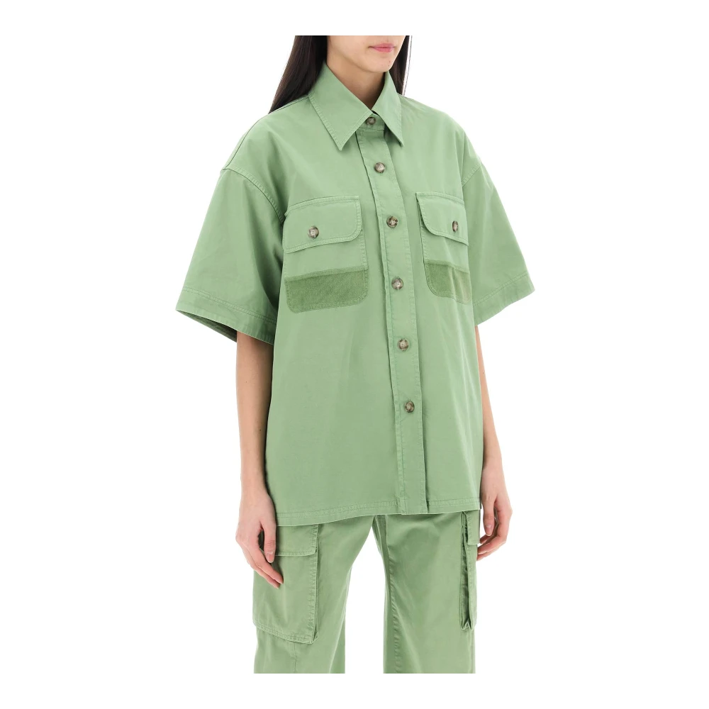 Stella Mccartney Groene Katoenen Overhemd met Klassieke Kraag Green Dames