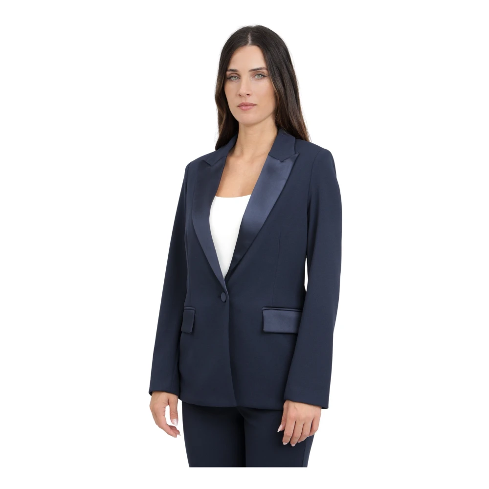 ViCOLO Blauwe Single-Breasted Jas Elegante Klassieke Stijl Blue Dames