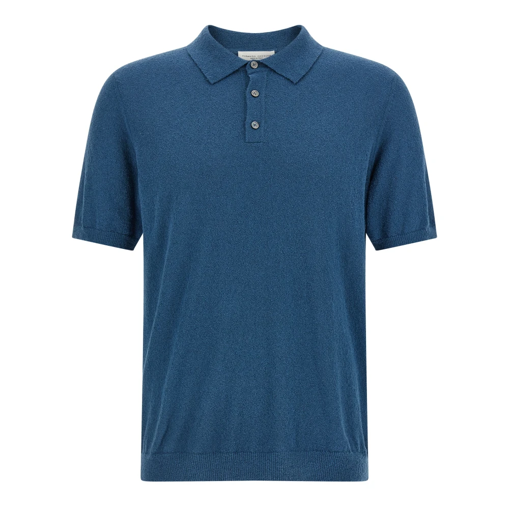 Roberto Collina Men's Blue Polo Shirts, M, Spongy Cotton Polo