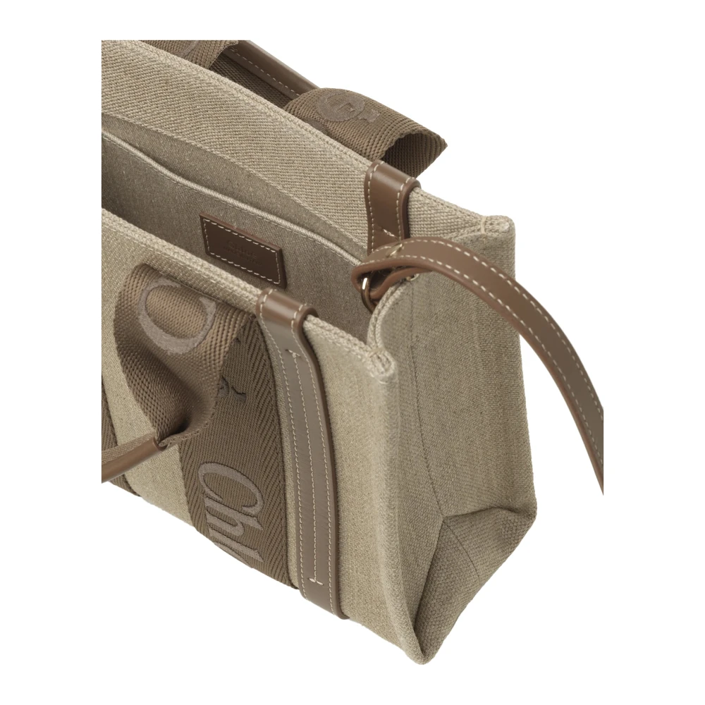 Chloé Bruine Woody Tote Tas met Kalfsleren Banden Brown Dames