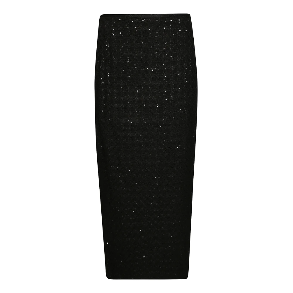 Rotate Birger Christensen Midi Bouclé Rok Black Dames