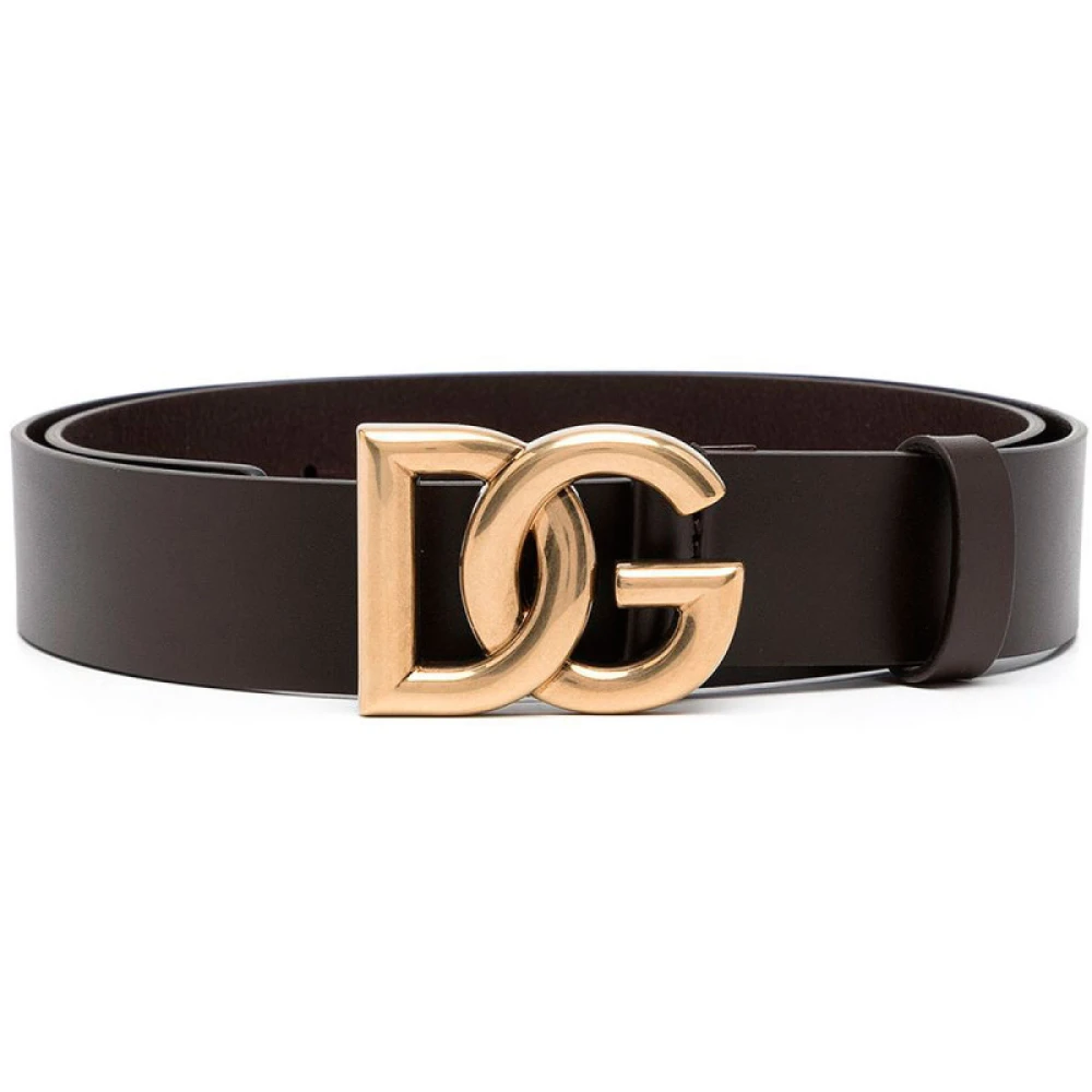 Dolce & Gabbana Herren Braun Dunkelbrauner Logo Gürtel