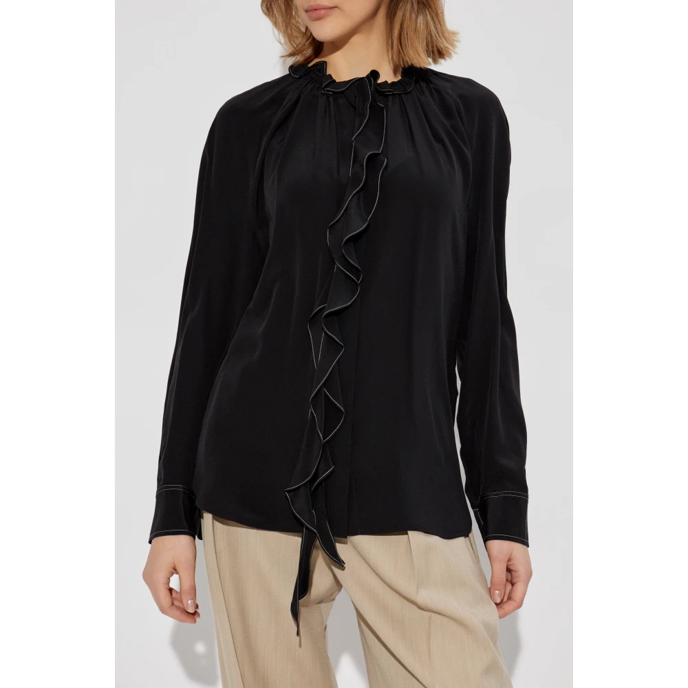 Victoria Beckham Zijden shirt met ruches Black Dames