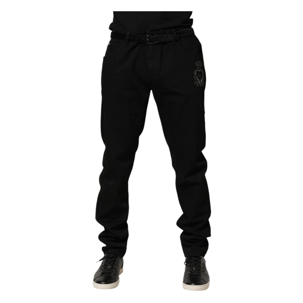 Dolce & Gabbana Men's Black Sacred Heart Skinny Jeans