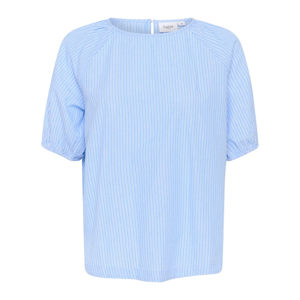 Saint Tropez Gestreepte korte mouw blouse Blue Dames