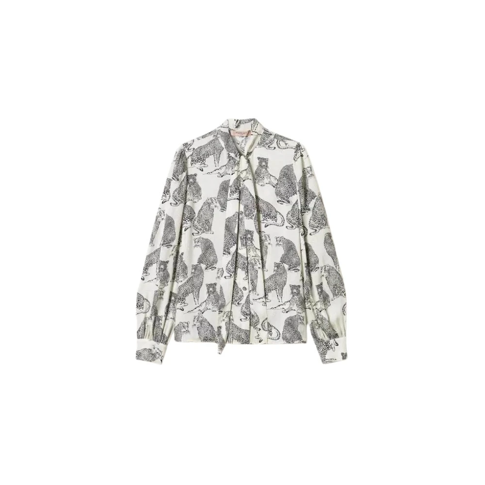 Twinset Jacquard Jaguar Print Shirt White Dames