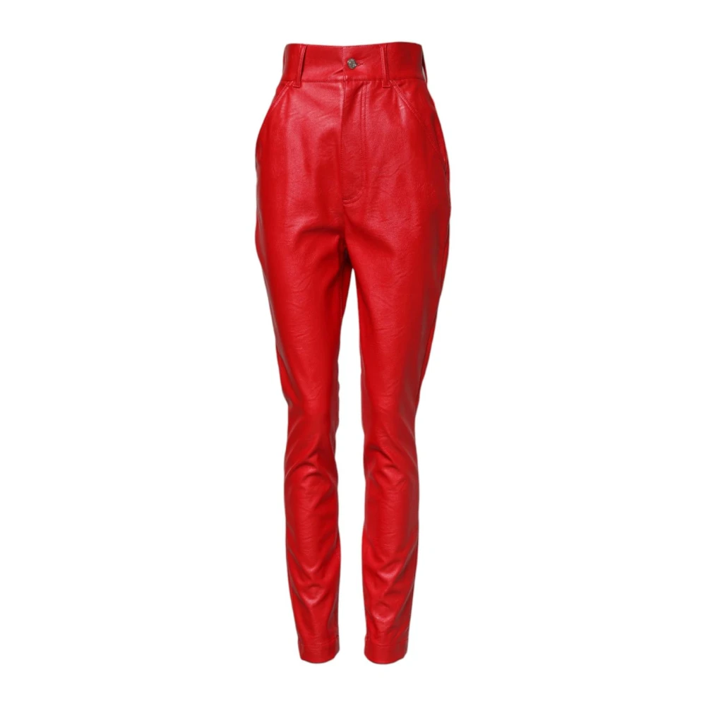 Dolce & Gabbana Women's Red Tape Viscose Trouser Trousers With Zipper - Slim-Fit Trousers - S - Trousers