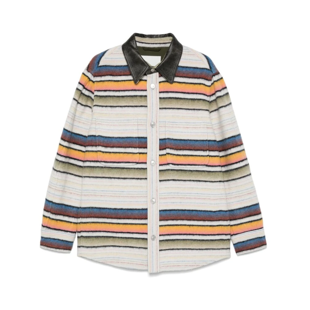 Isabel marant Beige Gestreepte Knoopsluiting Buitenkleding Multicolor Heren