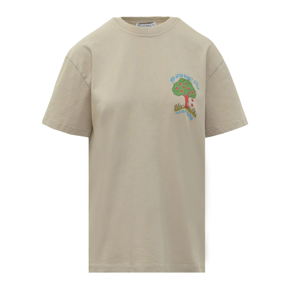 JW Anderson Apple Tree Logo Korte Mouw T-shirt Beige Heren