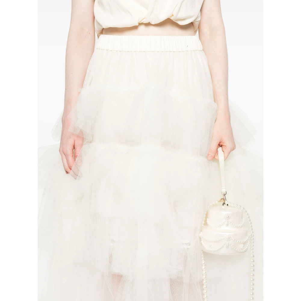 Simone Rocha Witte Tule Ruffle Rok Beige Dames