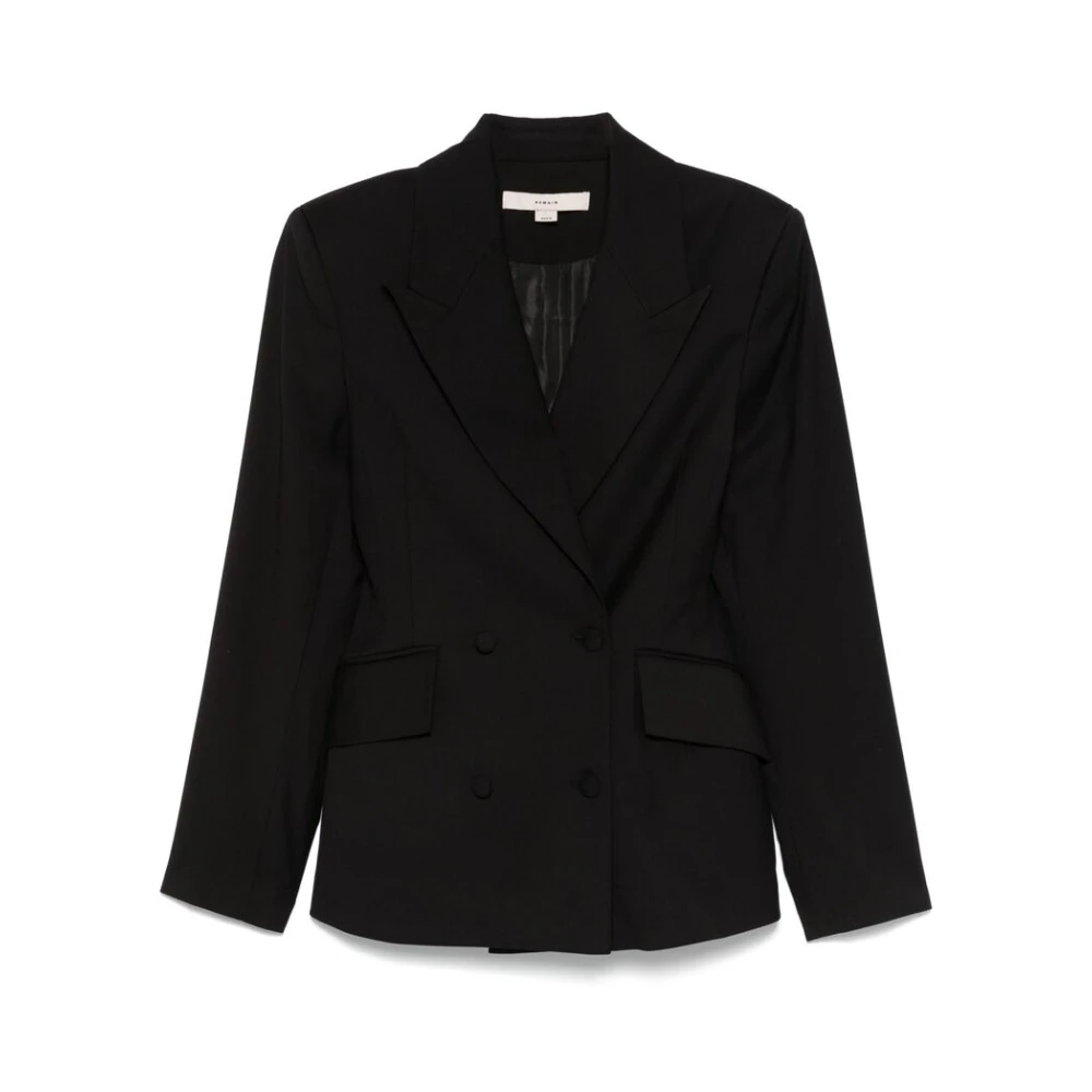 Remain Birger Christensen Zwarte jas met voorflapzakken Black Dames