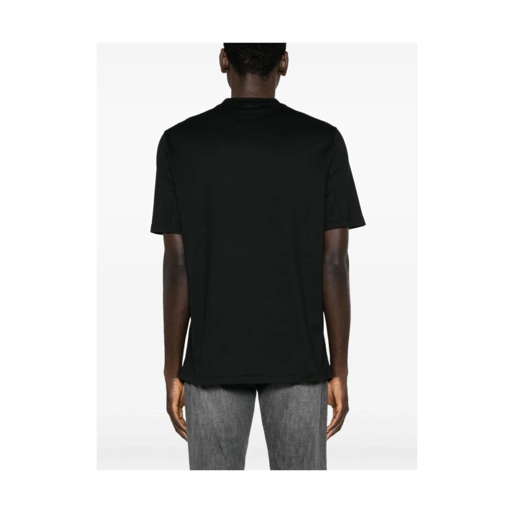 BRUNELLO CUCINELLI Zwart Katoenen Logo Print T-shirt Black Heren