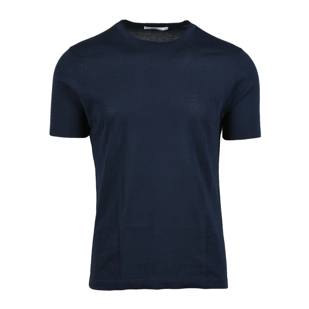 Kangra Katoenen Gebreid T-shirt Blue Heren