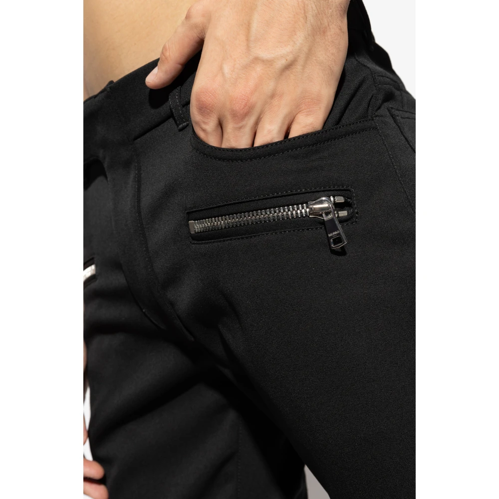 Balmain Broek met stiksels op de benen Black Heren
