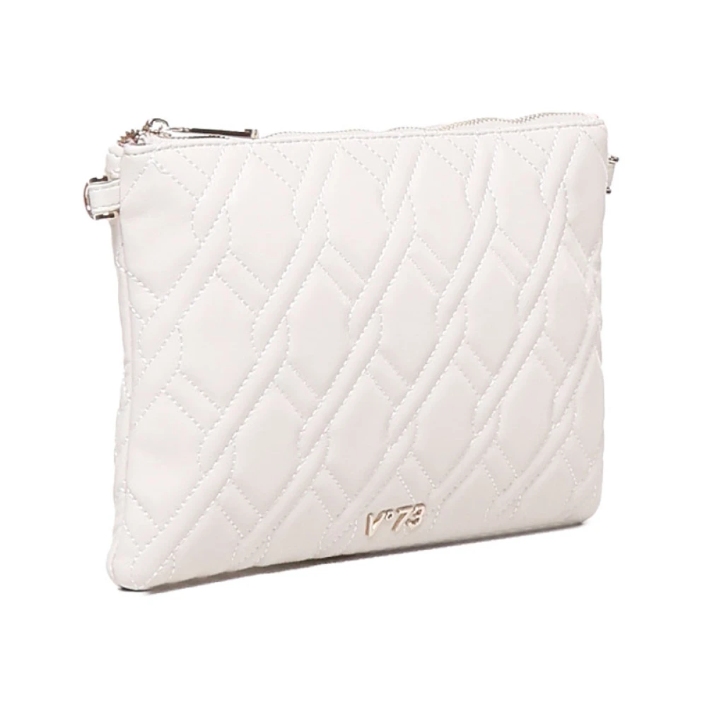 V73 Crème Ecoleer Clutch met Metallic Logo Beige Dames