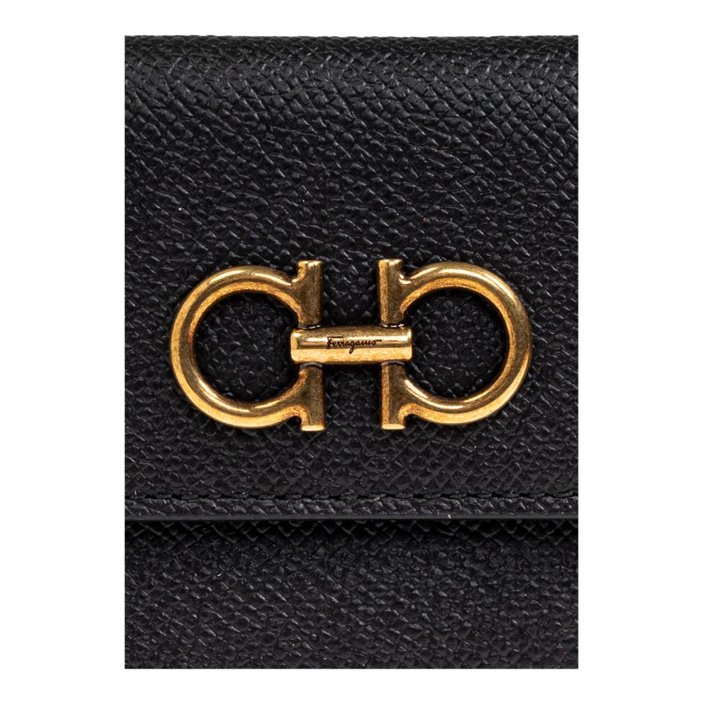 Salvatore Ferragamo Leren kaarthouder Black Dames
