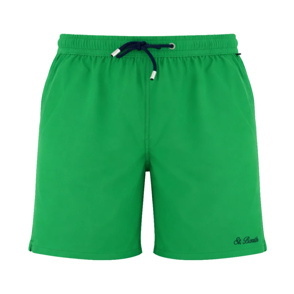 Mc2 Saint Barth Green Beachwear, Male, Xl, Swim Boxer Shorts