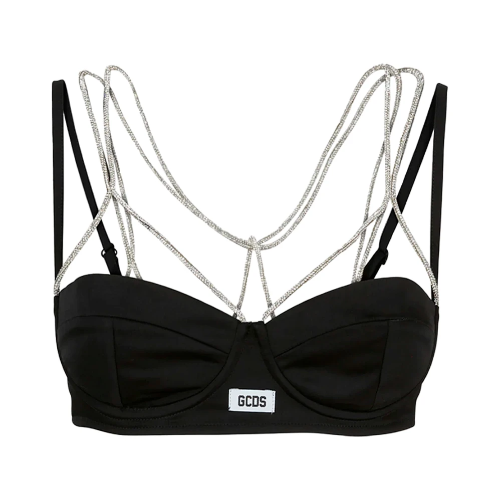 Gcds Zwarte Balconette BH met Strass Bandjes Black Dames
