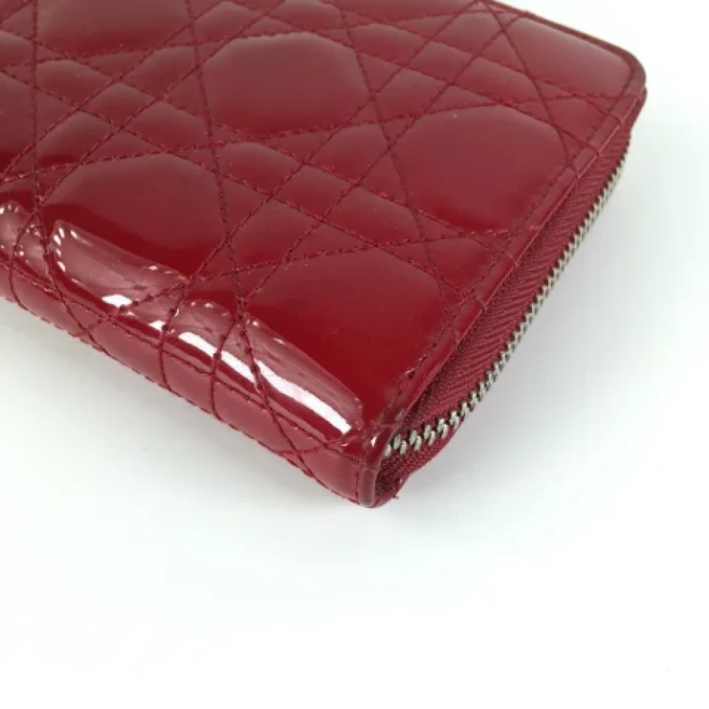 Dior Vintage Pre-owned Leather wallets Red Dames