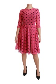 Pink Polka Dots A-line Knee Length Dress