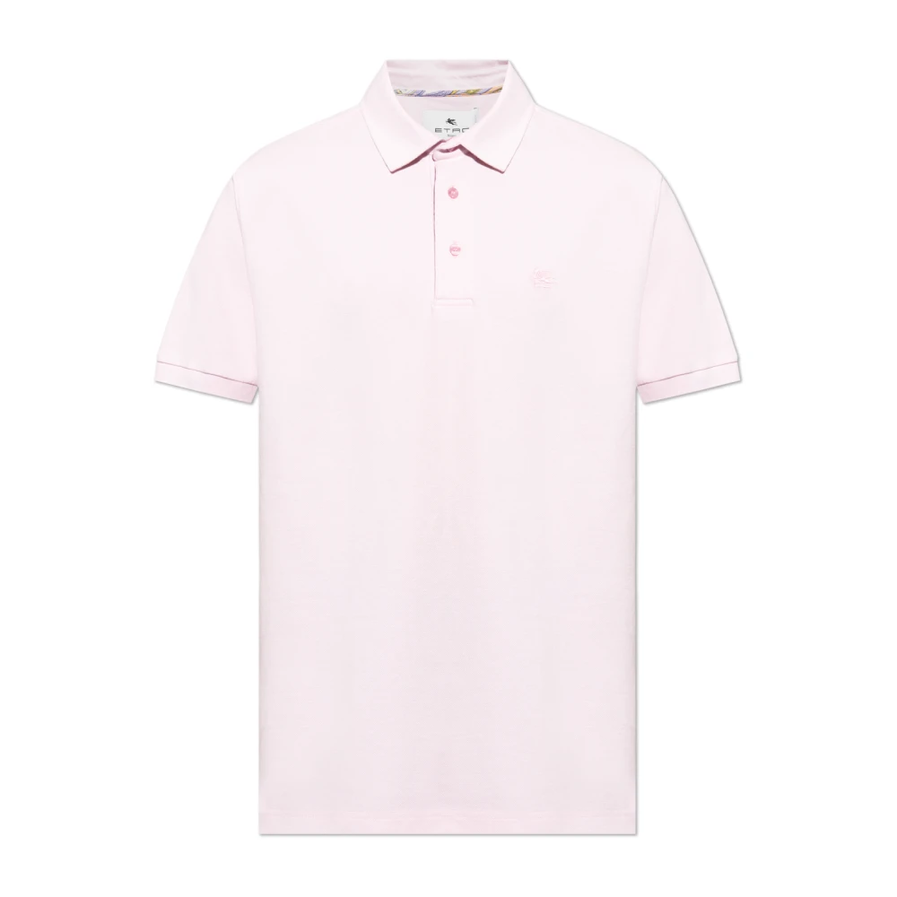 ETRO Gedrukte Onderkraag Polo Roma Stijl Pink Heren