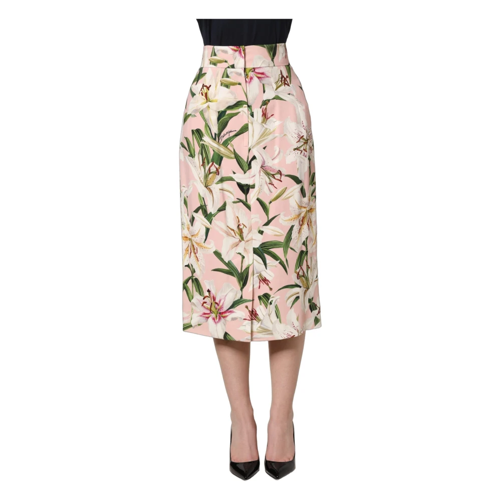Dolce & Gabbana Women's Multicolor Lilium Print High Waist Pencil Skirt - Midi Skirts - 2XS - Skirts