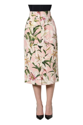 Lilium Print High Waist Pencil Skirt