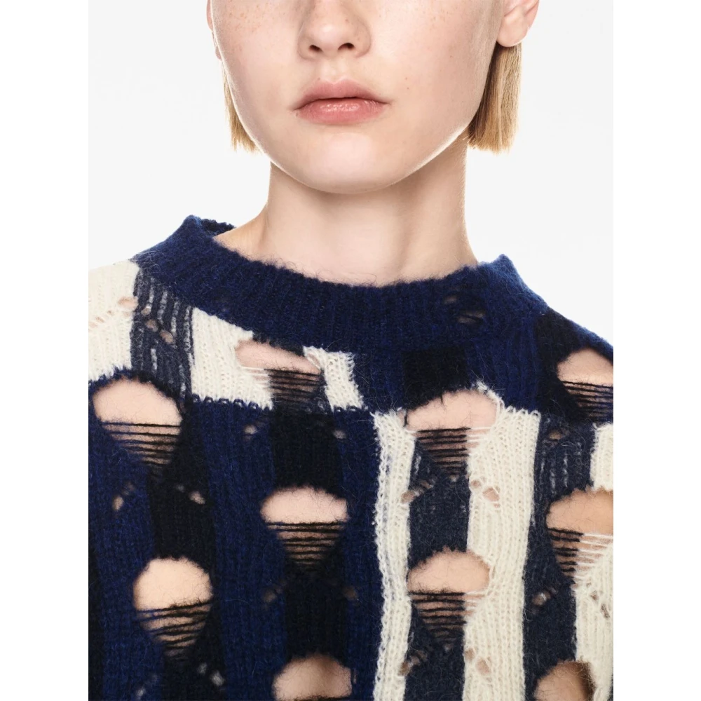 Off White Verweerde Shibori Trui Blue Dames