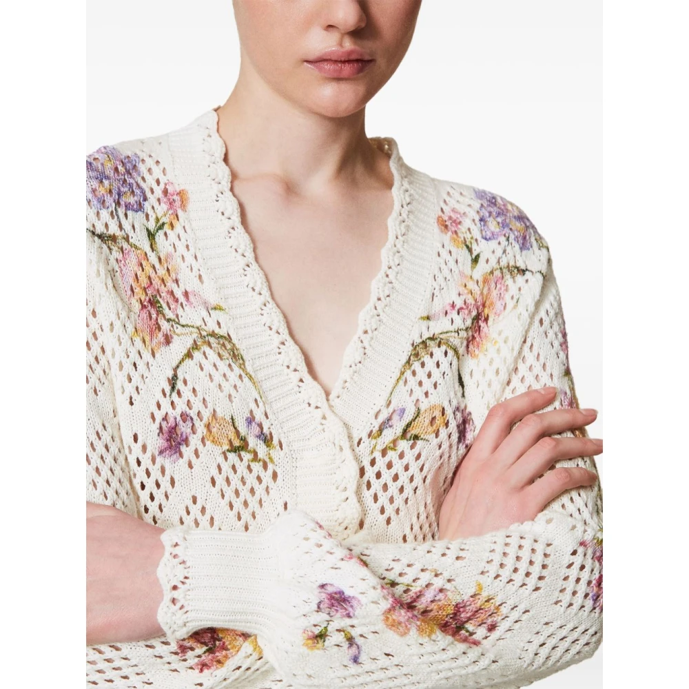 Twinset Bloemenprint Witte Trui Multicolor Dames