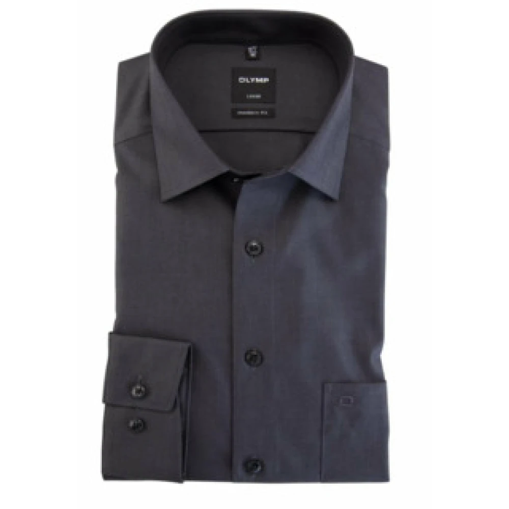 Olymp Men's Black Formal Shirts, S, Casual Shirt In Anthracite